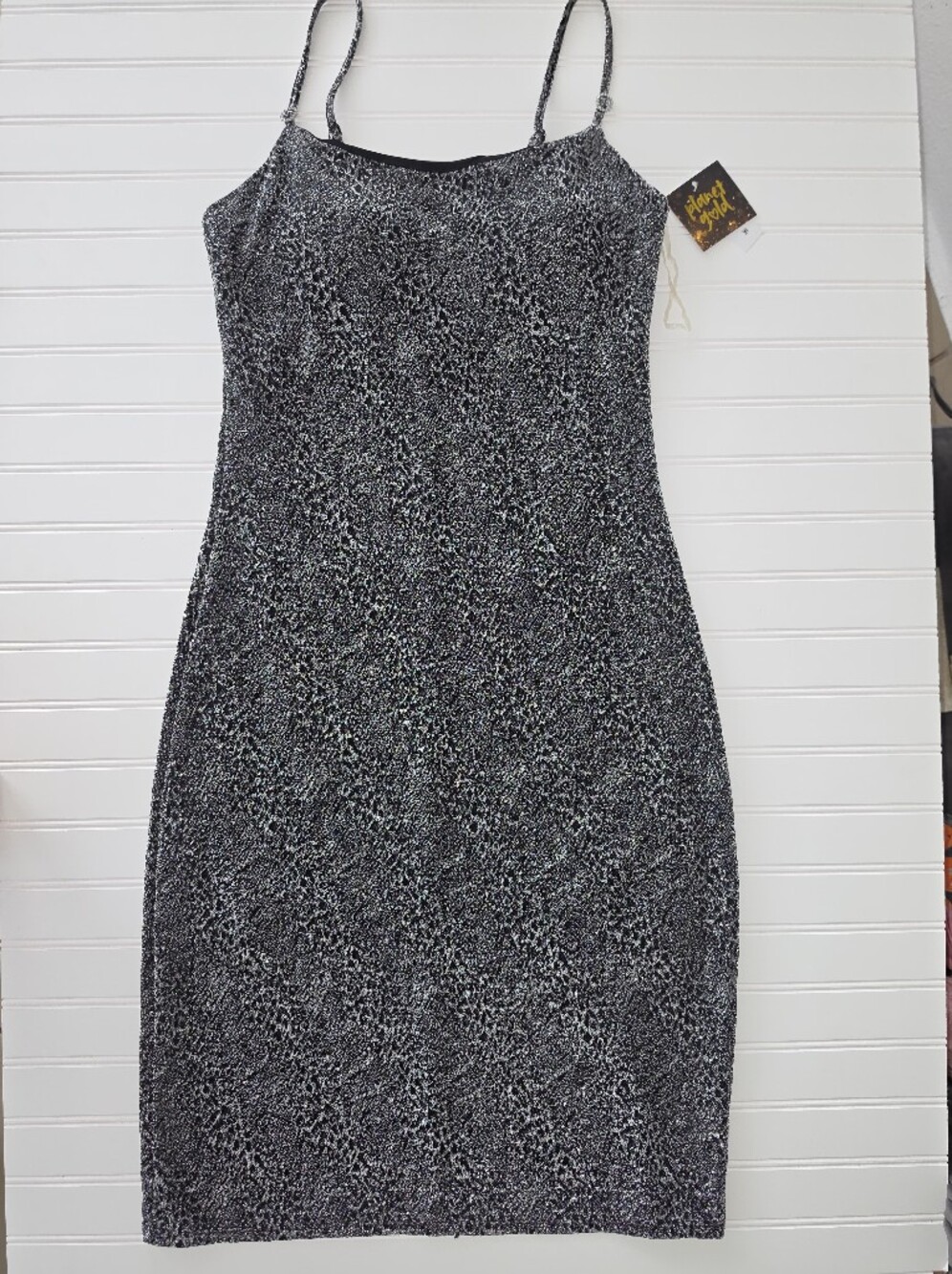 Planet Gold Black & Silver Sparkle Midi Slip Skirt